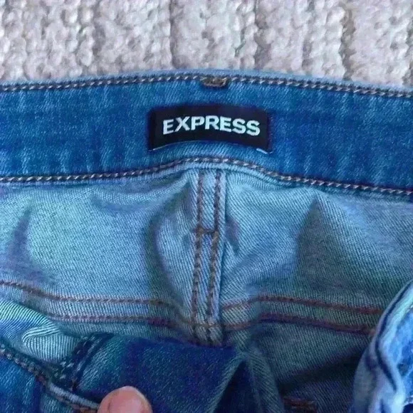 Express Athletic Skinny Jeans Medium Blue Stretch 33x32 - Picture 2 of 3